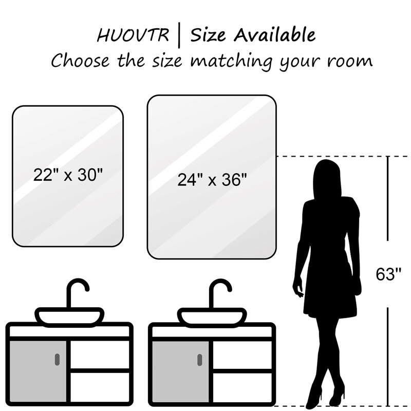 Latitude Run® Wynoma 22 "x 30", Wall Mounted Bathroom Mirror, Black